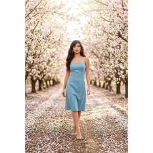 Ann Taylor Peacock Blue Lined Silk Cotton Easter Dress US 8